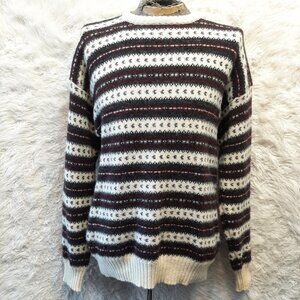 Vintage H. Leishman Men's Gray 100% Wool Striped Knit Pullover Sweater Size L